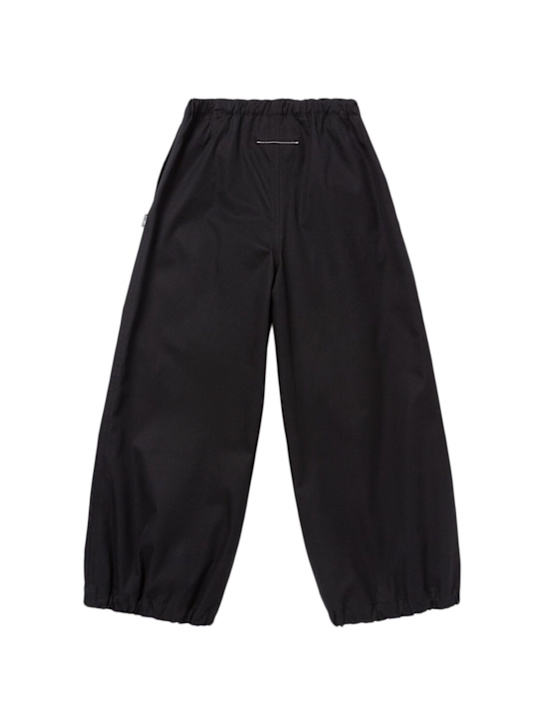 MM6 Maison Margiela: 棉质华达呢工装裤 - 黑色 - kids-boys_2 | Luisa Via Roma