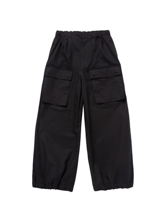 MM6 Maison Margiela: 棉质华达呢工装裤 - 黑色 - kids-boys_0 | Luisa Via Roma