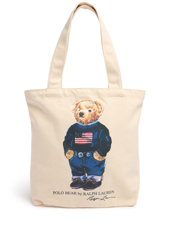 Polo Ralph Lauren: Bear print canvas bag - Ivory - kids-boys_0 | Luisa Via Roma