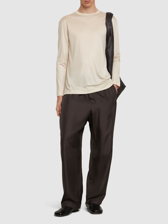 Lemaire: Heavy silk jersey l/s t-shirt - men_1 | Luisa Via Roma
