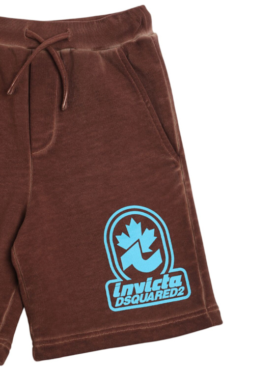 Dsquared2: Printed cotton sweat shorts - Brown - kids-boys_1 | Luisa Via Roma