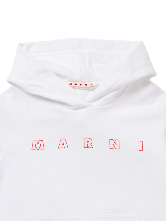 Marni Junior: Printed cotton sweatshirt hoodie - White - kids-boys_1 | Luisa Via Roma