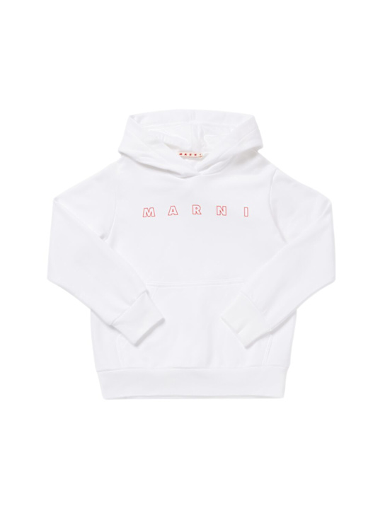 Marni Junior: Printed cotton sweatshirt hoodie - White - kids-boys_0 | Luisa Via Roma