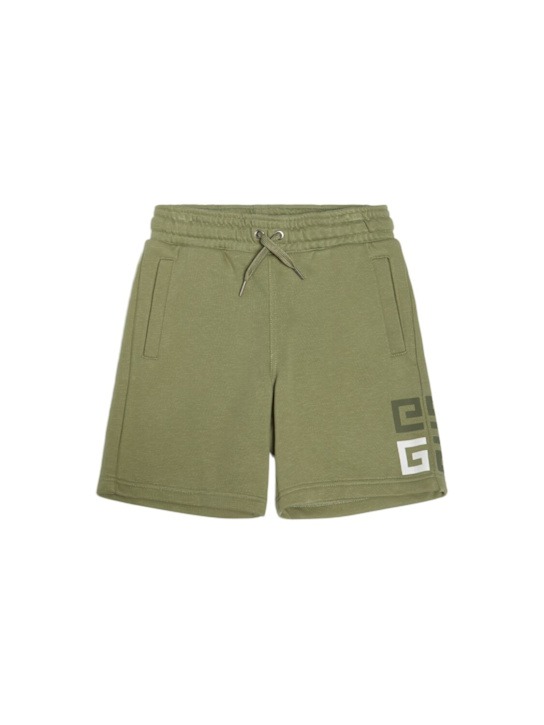 Givenchy: Shorts in felpa di misto cotone - Verde - kids-boys_0 | Luisa Via Roma