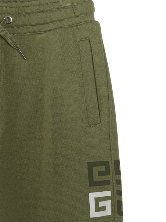 Givenchy: Shorts in felpa di misto cotone - Verde - kids-boys_1 | Luisa Via Roma