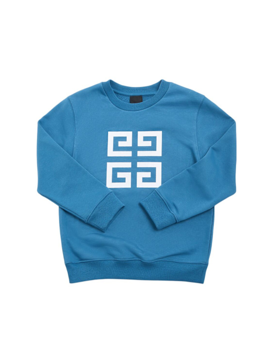 Givenchy: Felpa girocollo con stampa - Blu - kids-girls_0 | Luisa Via Roma