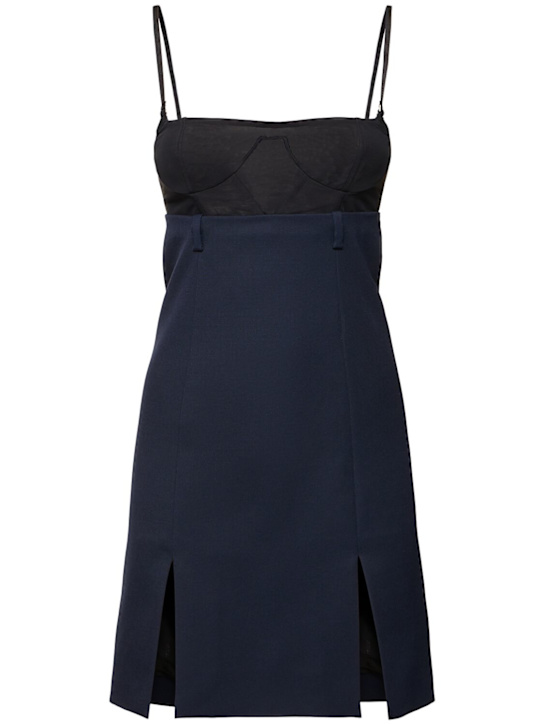 The Attico: Gabardine mini dress - Navy - women_0 | Luisa Via Roma