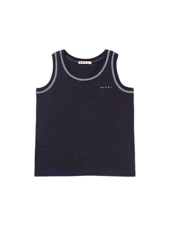 Marni Junior: Cotton jersey tank top w/logo - Blue - kids-boys_0 | Luisa Via Roma