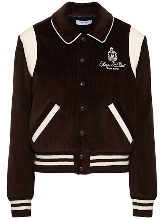 Sporty & Rich: Vendome cotton corduroy varsity jacket - women_0 | Luisa Via Roma