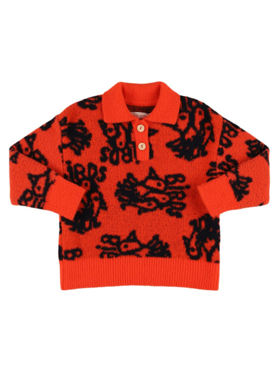 The Animals Observatory: Raven poly knit polo sweater - Orange - kids-boys_0 | Luisa Via Roma