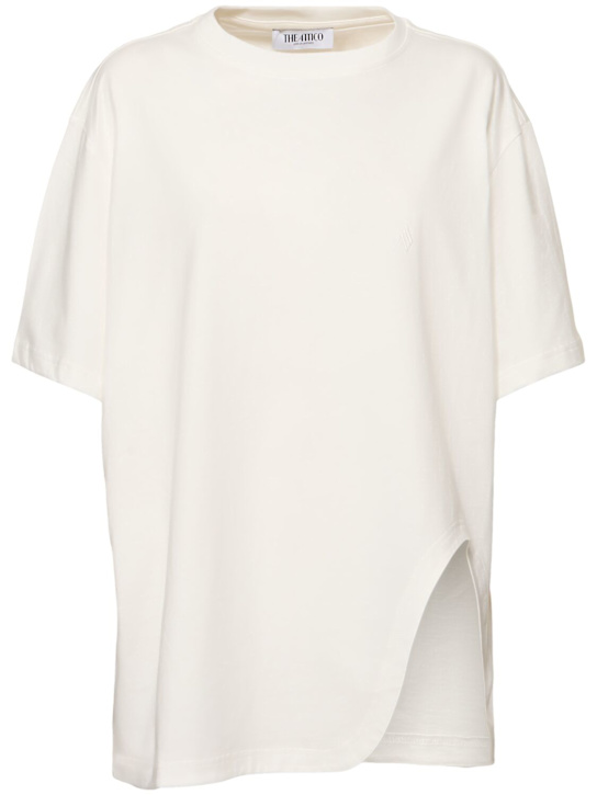 The Attico: Oversized jersey t-shirt w/shaped slit - women_0 | Luisa Via Roma