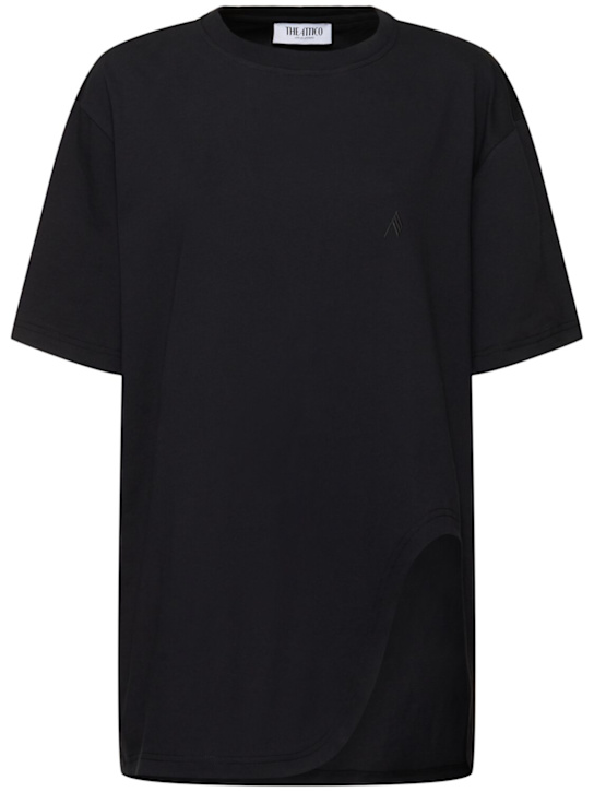 The Attico: Oversized jersey t-shirt w/shaped slit - Black - women_0 | Luisa Via Roma