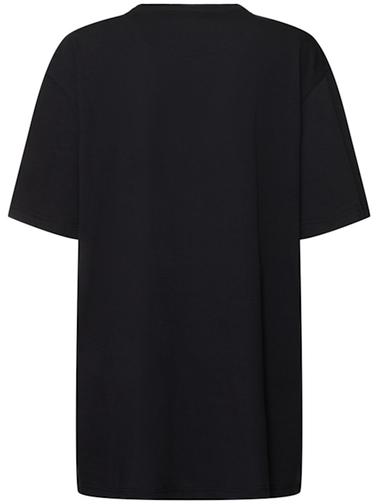 The Attico: Oversized jersey t-shirt w/shaped slit - Black - women_3 | Luisa Via Roma