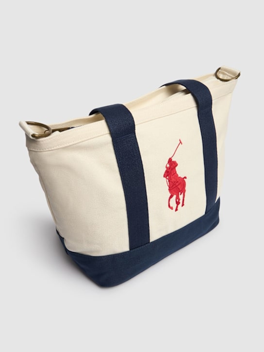 Polo Ralph Lauren: Borsa shopping in tela di cotone con logo - kids-boys_1 | Luisa Via Roma
