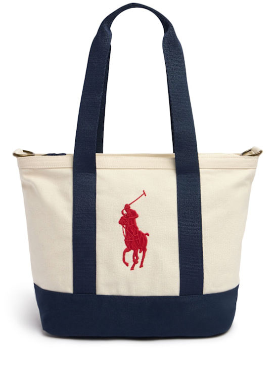 Polo Ralph Lauren: Borsa shopping in tela di cotone con logo - kids-boys_0 | Luisa Via Roma