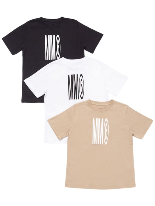 MM6 Maison Margiela: コットンジャージーTシャツ 3点セット - kids-boys_0 | Luisa Via Roma