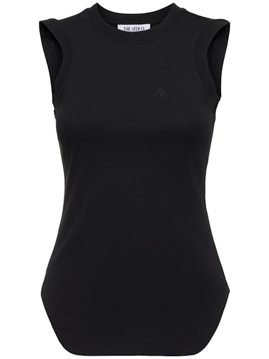 The Attico: Reese cotton jersey tank top - Black - women_0 | Luisa Via Roma