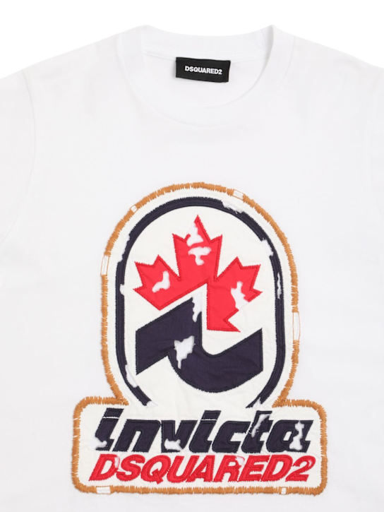 Dsquared2: Cotton jersey long sleeve t-shirt - White - kids-boys_1 | Luisa Via Roma