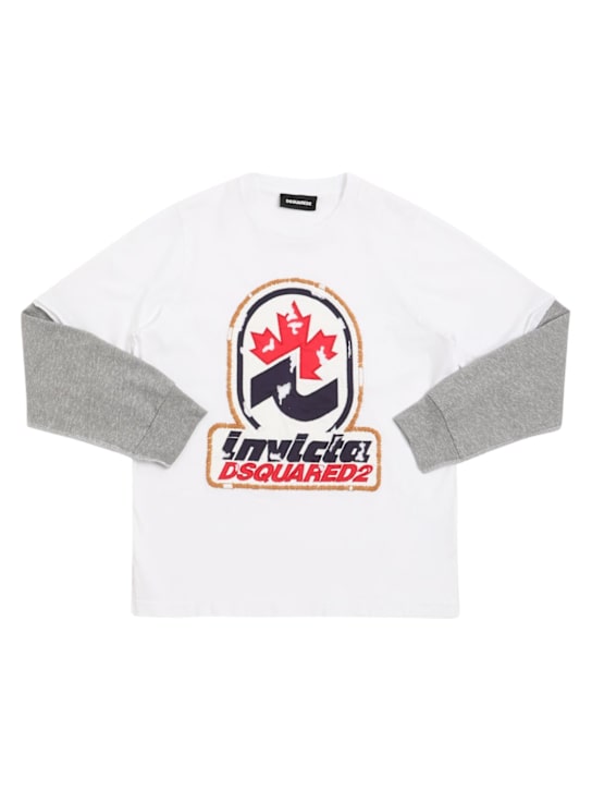 Dsquared2: Cotton jersey long sleeve t-shirt - White - kids-boys_0 | Luisa Via Roma