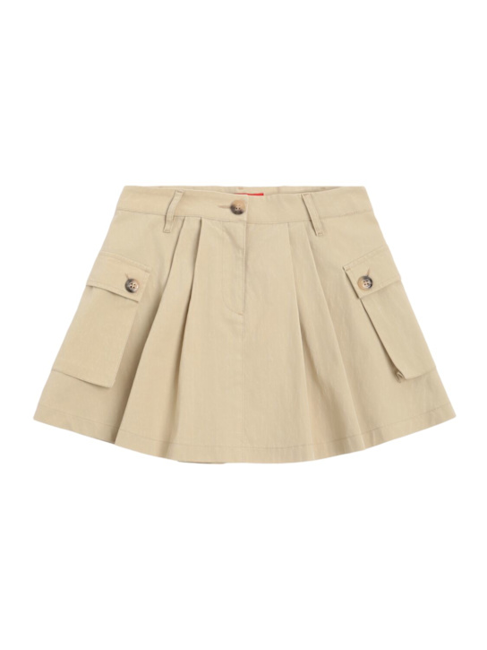 MAX&Co.: Pleated cotton blend gabardine skirt - Beige - kids-girls_0 | Luisa Via Roma