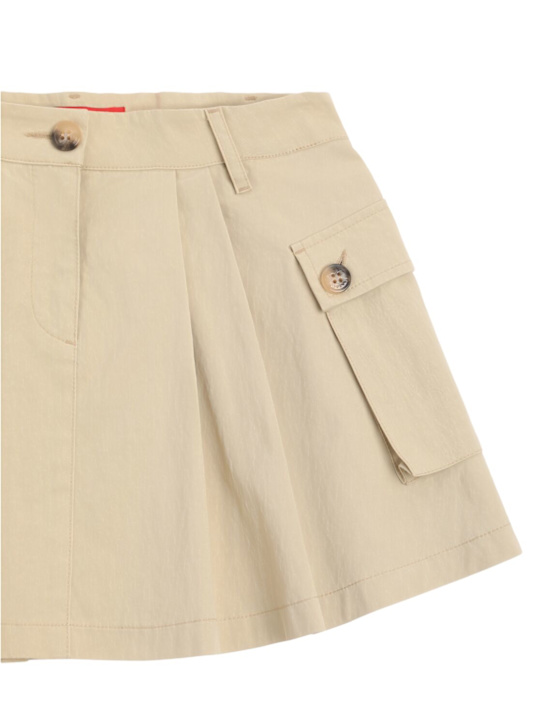 MAX&Co.: Pleated cotton blend gabardine skirt - Beige - kids-girls_1 | Luisa Via Roma