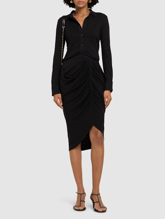 Marant Etoile: Ilis ruched jersey midi skirt - women_1 | Luisa Via Roma