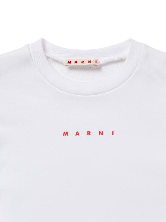 Marni Junior: Printed cotton crewneck sweatshirt - White - kids-boys_1 | Luisa Via Roma
