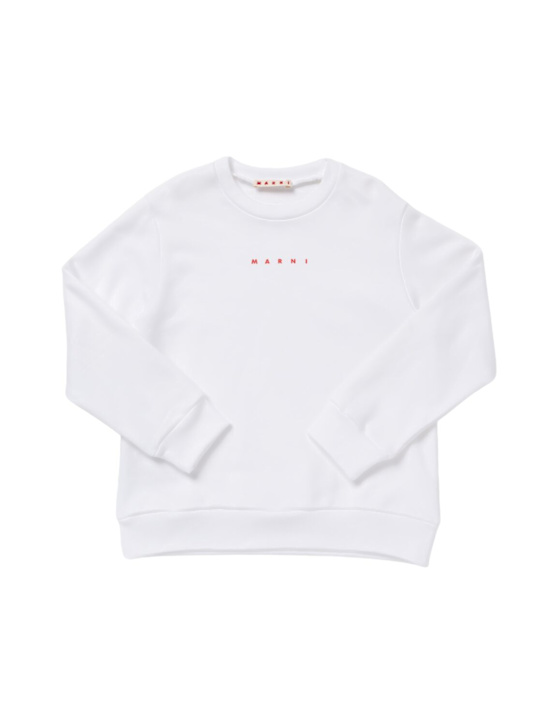 Marni Junior: Printed cotton crewneck sweatshirt - White - kids-boys_0 | Luisa Via Roma