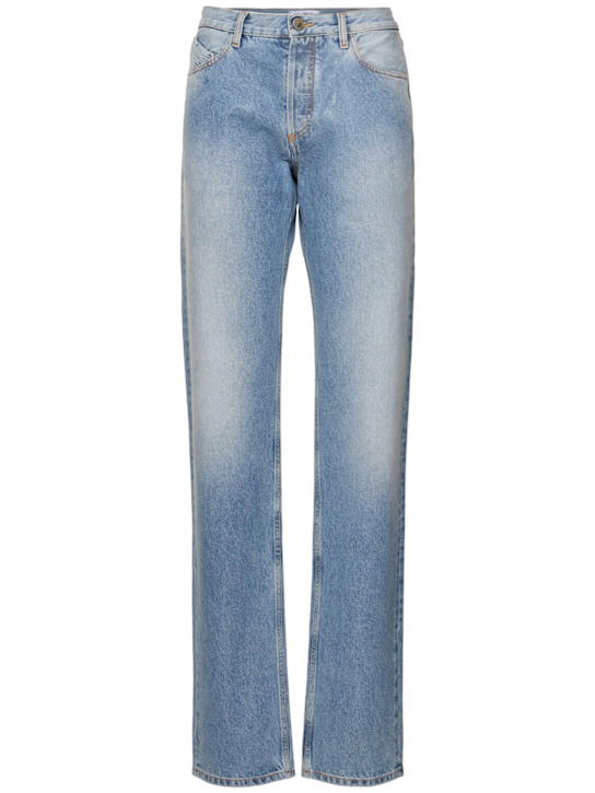 The Attico: Glossy coated denim straight jeans - Light Blue - women_0 | Luisa Via Roma