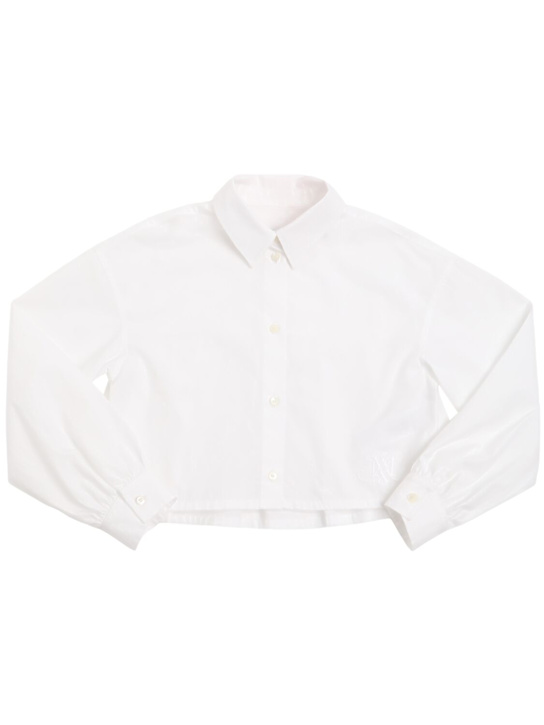 MAX&Co.: Camicia cropped in popeline di cotone - Bianco - kids-girls_0 | Luisa Via Roma
