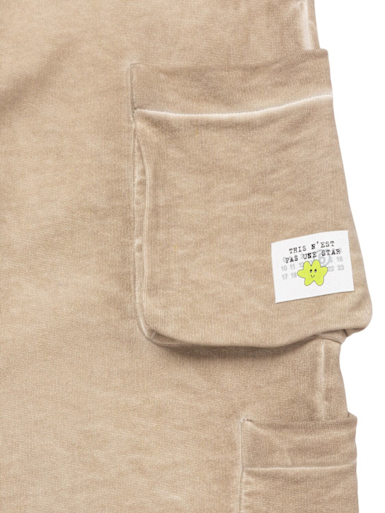 MM6 Maison Margiela: コットンカーゴスウェットパンツ - ベージュ - kids-boys_1 | Luisa Via Roma