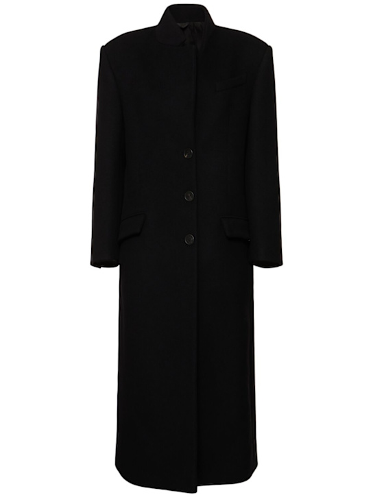 The Attico: Wool twill single breasted long coat - Black - women_0 | Luisa Via Roma