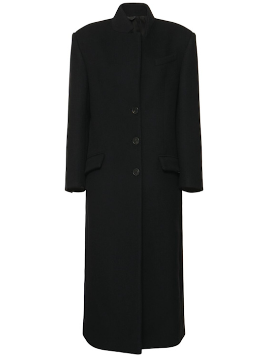 The Attico: Cappotto monopetto in twill di lana - Nero - women_0 | Luisa Via Roma