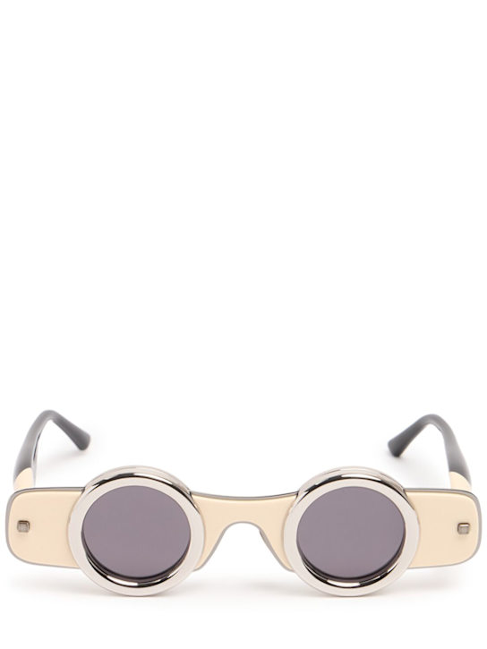 Kuboraum Berlin: J50 Round acetate & metal sunglasses - Ivory/Grey - women_0 | Luisa Via Roma