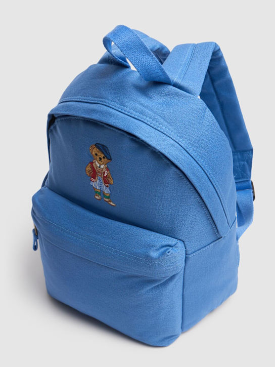 Polo Ralph Lauren: Bear print cotton canvas backpack - Light Blue - kids-boys_1 | Luisa Via Roma