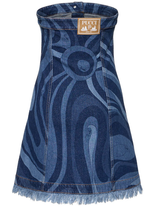 Pucci: Marmo印花弹力牛仔迷你连衣裙 - 蓝色/多色 - women_3 | Luisa Via Roma
