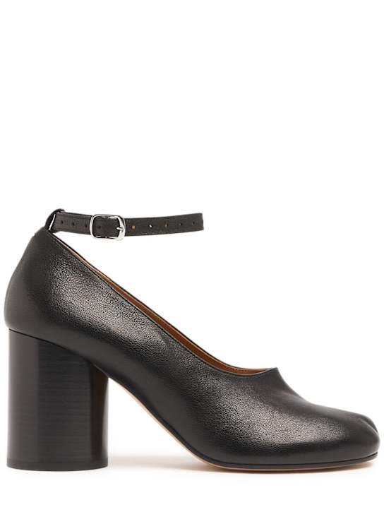 Maison Margiela: 80毫米Tabi皮革高跟鞋 - 黑色 - women_0 | Luisa Via Roma