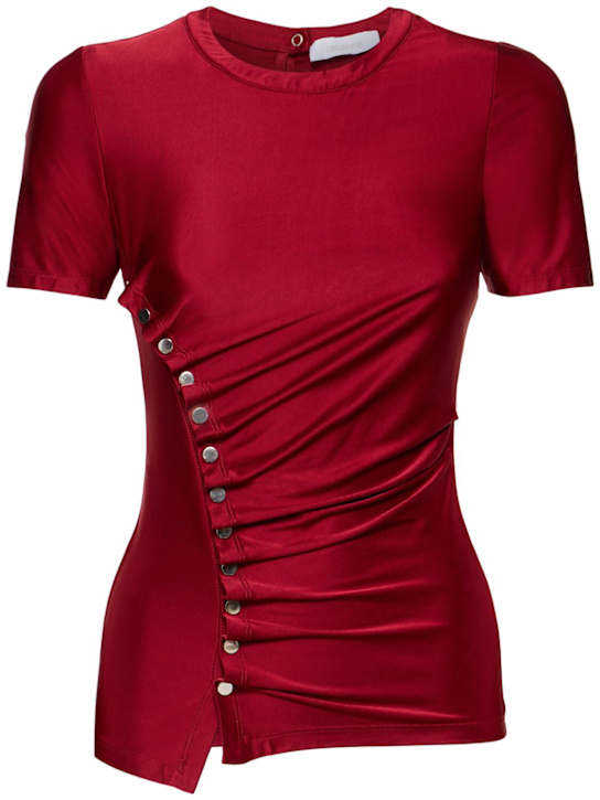 Rabanne: Draped viscose blend jersey top - women_0 | Luisa Via Roma