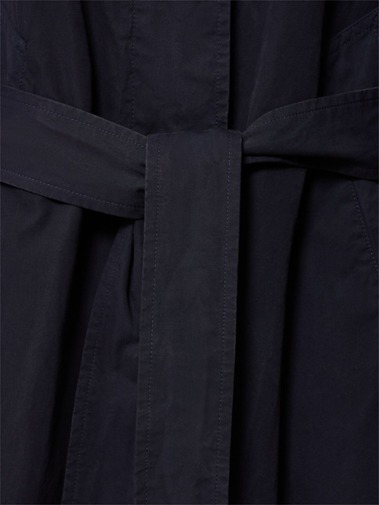 ASPESI: Cotton canvas belted long coat - Navy - women_4 | Luisa Via Roma