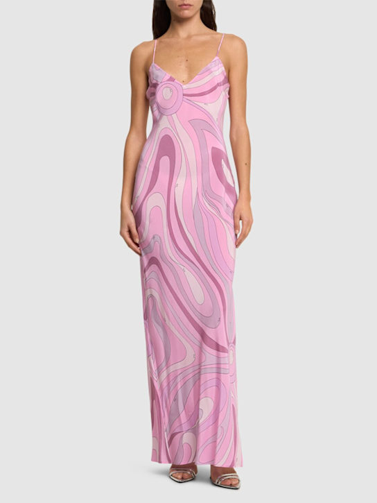 Pucci: Printed silk long dress - women_1 | Luisa Via Roma
