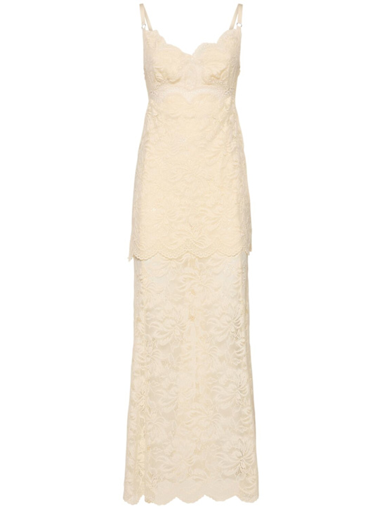 Rabanne: Lace long dress - White - women_0 | Luisa Via Roma
