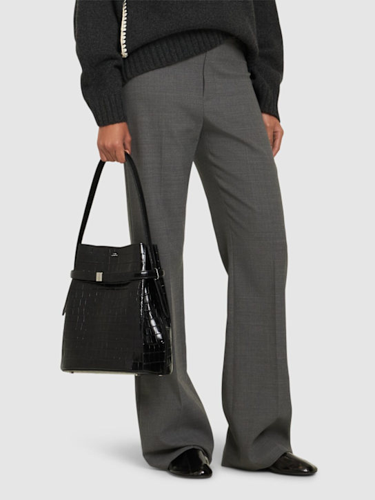 Toteme: Belted croc embossed leather bucket bag - women_1 | Luisa Via Roma