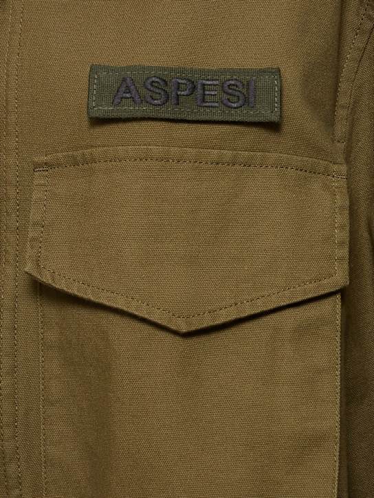 ASPESI: 弹力棉质帆布夹克 - Military Green - women_5 | Luisa Via Roma
