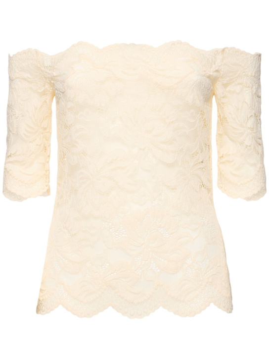 Rabanne: Off-the-shoulder lace top - Ivory - women_0 | Luisa Via Roma