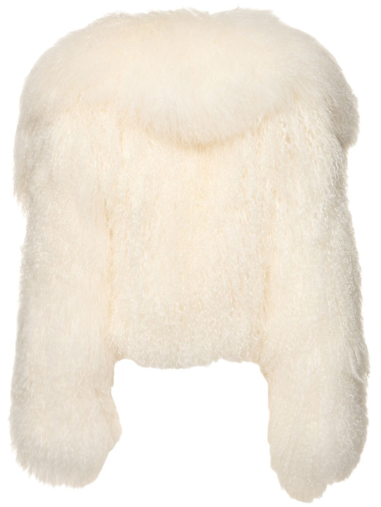 The Attico: Cappotto oversize in pelliccia mongolia - Bianco - women_3 | Luisa Via Roma