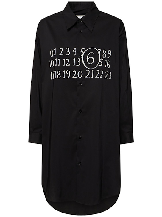 MM6 Maison Margiela: Logo cotton poplin mini dress - women_0 | Luisa Via Roma