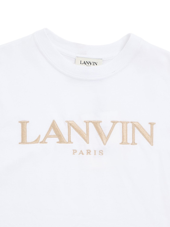 Lanvin: T-shirt in jersey di cotone con ricamo - kids-girls_1 | Luisa Via Roma