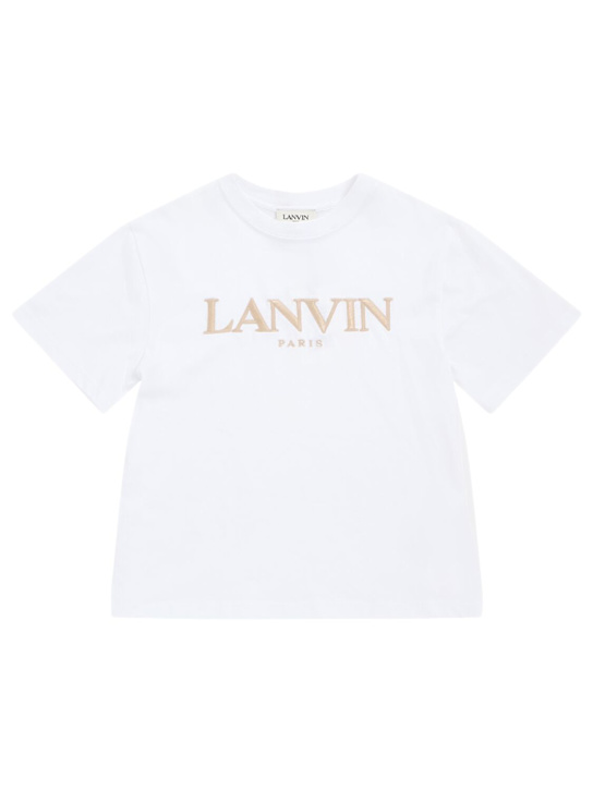 Lanvin: T-shirt in jersey di cotone con ricamo - kids-girls_0 | Luisa Via Roma