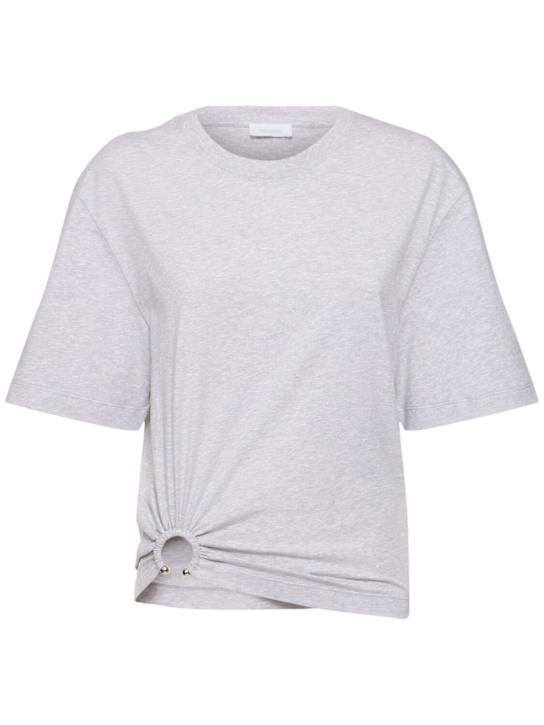 Rabanne: Cotton jersey t-shirt - Grey - women_0 | Luisa Via Roma