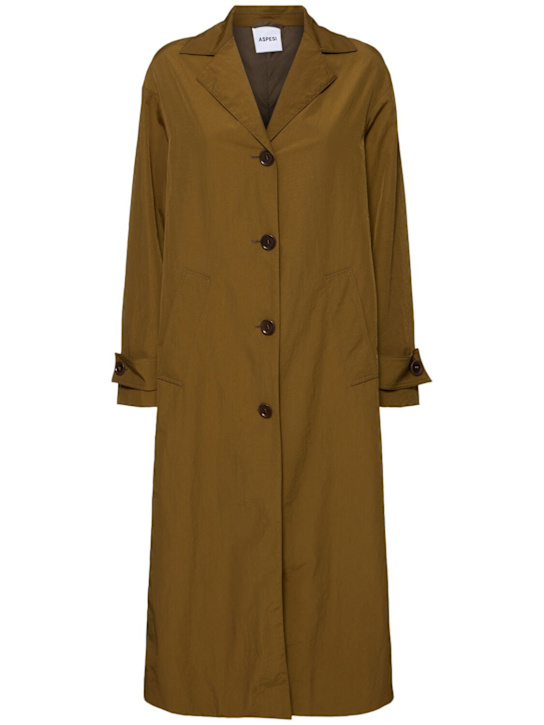 ASPESI: Nylon twill long trench coat - Bronze - women_0 | Luisa Via Roma